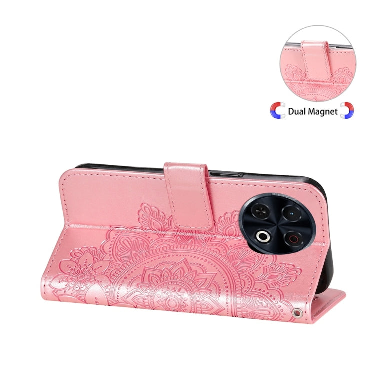 For Tecno Spark 30 Pro 4G Seven-petal Flowers Embossing Leather Phone Case