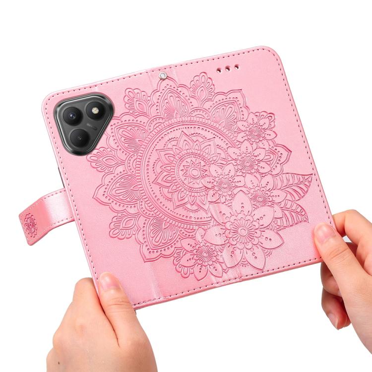 For Tecno Pova 7 4G Seven-petal Flowers Embossing Leather Phone Case