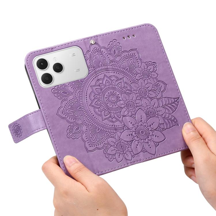 For Tecno Spark 40 4G Seven-petal Flowers Embossing Leather Phone Case