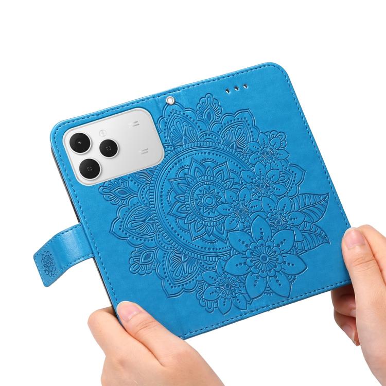 For Tecno Spark 40 4G Seven-petal Flowers Embossing Leather Phone Case