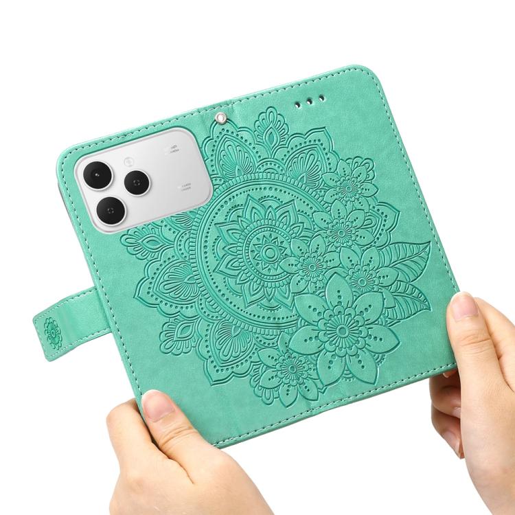 For Tecno Spark 40 4G Seven-petal Flowers Embossing Leather Phone Case