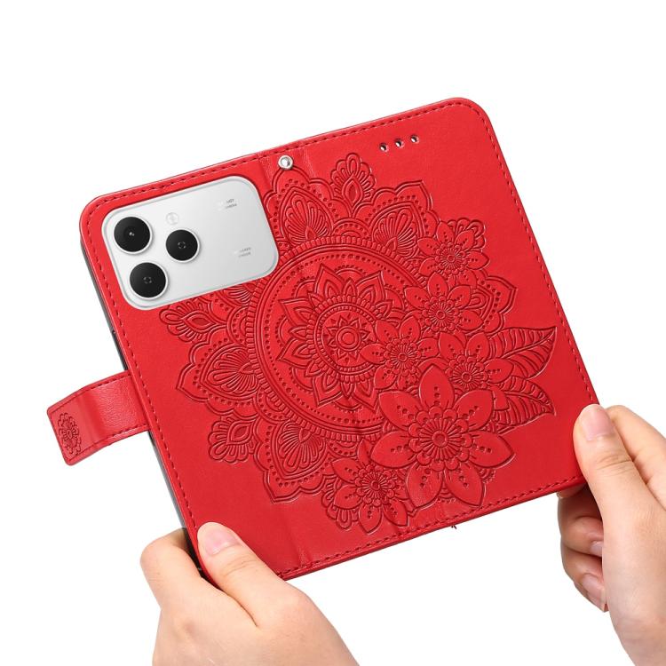 For Tecno Spark 40 4G Seven-petal Flowers Embossing Leather Phone Case
