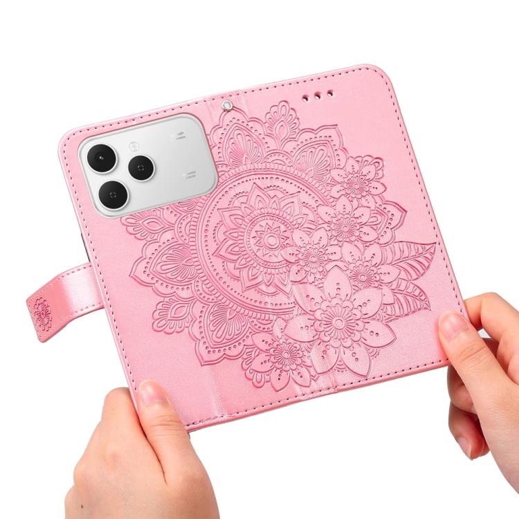 For Tecno Spark 40 4G Seven-petal Flowers Embossing Leather Phone Case