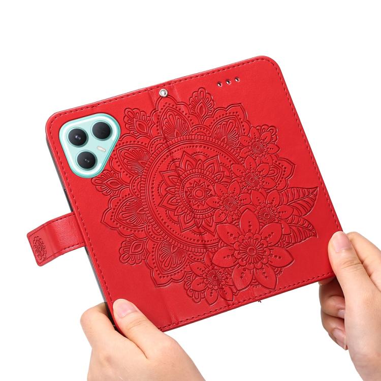 For Tecno Pova 7 Pro 5G Seven-petal Flowers Embossing Leather Phone Case