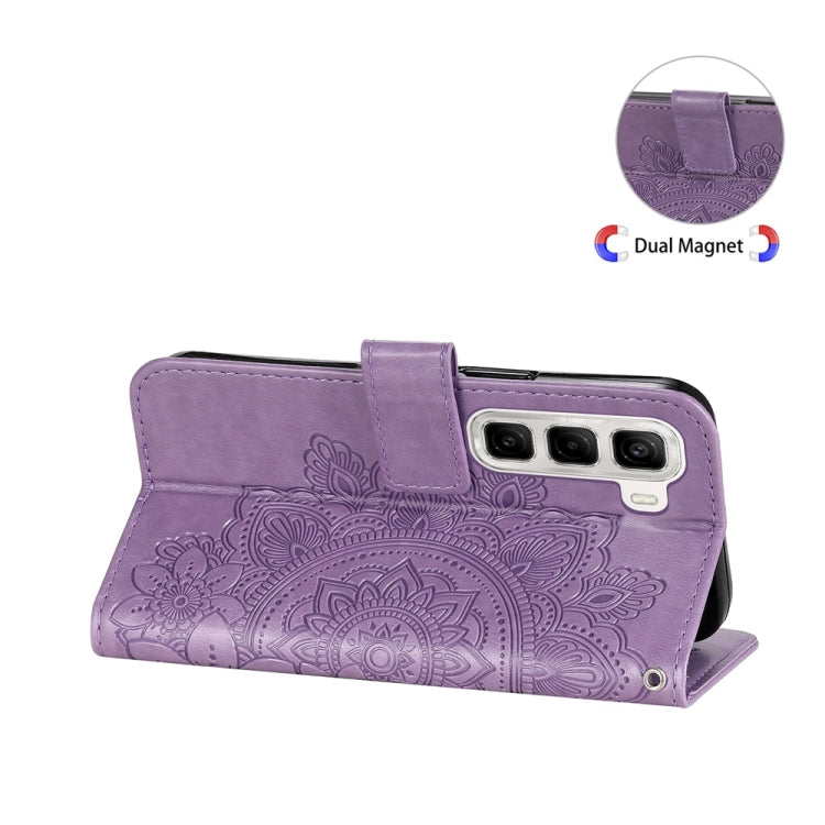 For Infinix Hot 50 4G Seven-petal Flowers Embossing Leather Phone Case