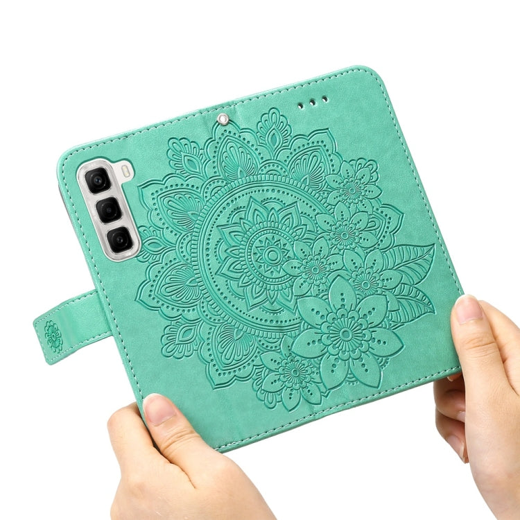 For Infinix Hot 50 4G Seven-petal Flowers Embossing Leather Phone Case