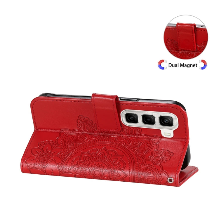 For Infinix Hot 50 4G Seven-petal Flowers Embossing Leather Phone Case