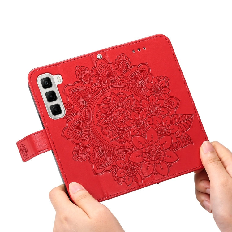 For Infinix Hot 50 4G Seven-petal Flowers Embossing Leather Phone Case