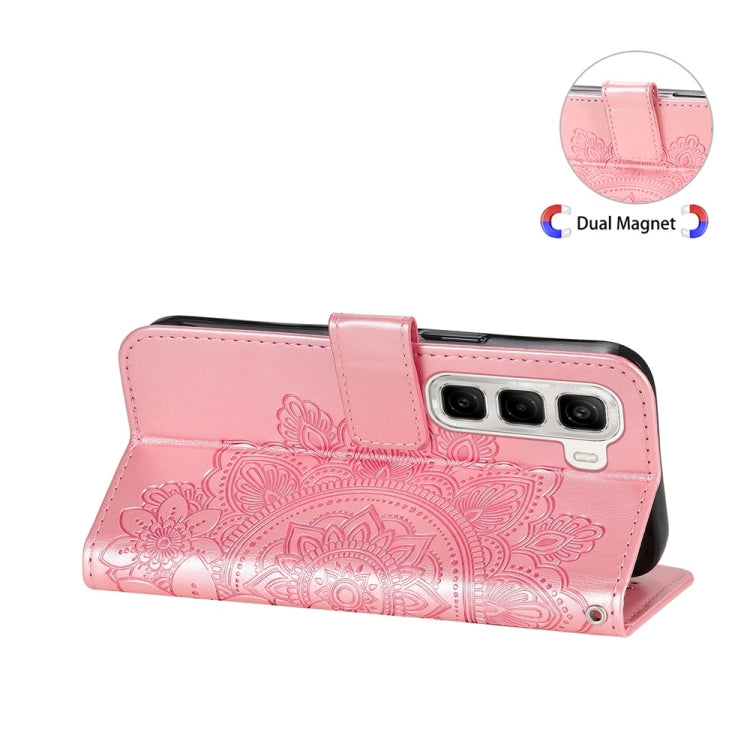 For Infinix Hot 50 4G Seven-petal Flowers Embossing Leather Phone Case