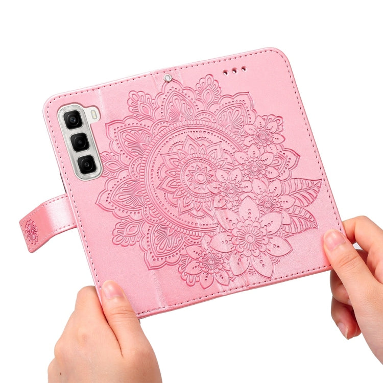 For Infinix Hot 50 4G Seven-petal Flowers Embossing Leather Phone Case