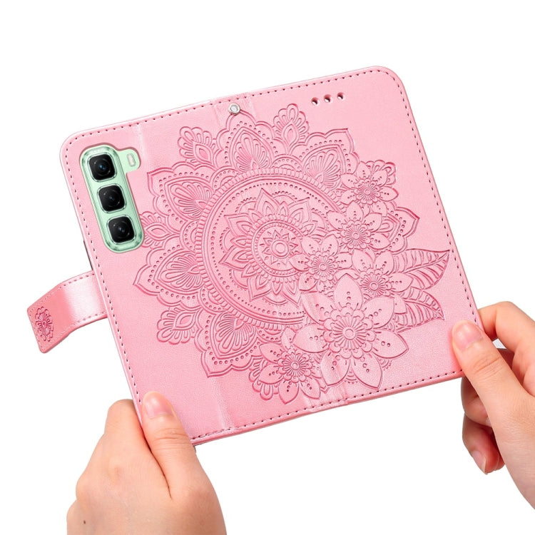 For Infinix Hot 50 5G Seven-petal Flowers Embossing Leather Phone Case