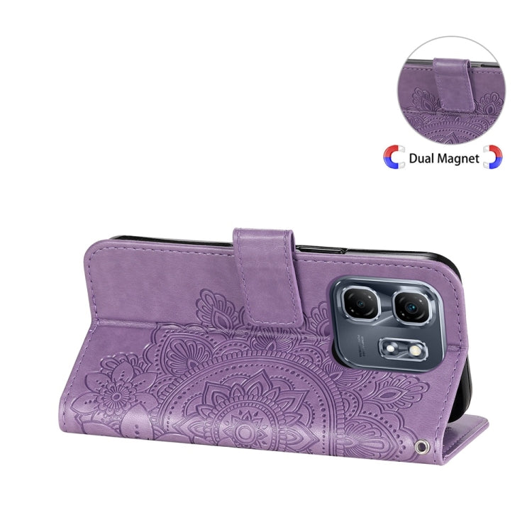 For Infinix Hot 50i / Smart 9 Seven-petal Flowers Embossing Leather Phone Case