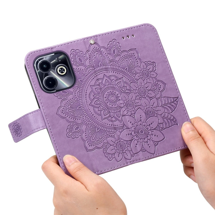 For Infinix Hot 40i Seven-petal Flowers Embossing Leather Phone Case