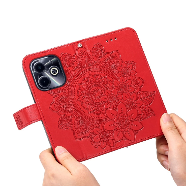 For Infinix Hot 40i Seven-petal Flowers Embossing Leather Phone Case