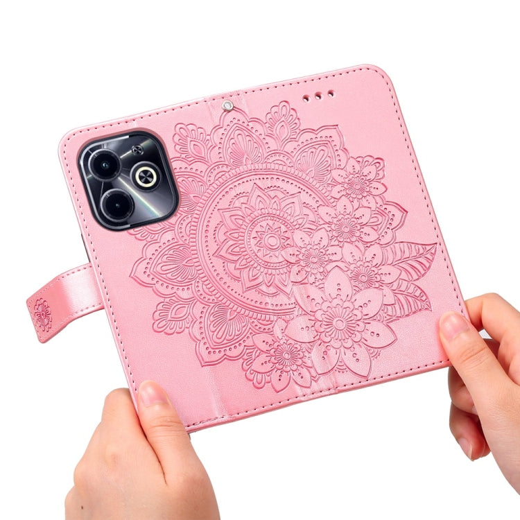 For Infinix Hot 40i Seven-petal Flowers Embossing Leather Phone Case