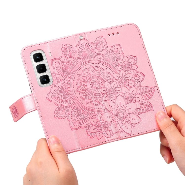 For Infinix Hot 50 Pro+ 4G Seven-petal Flowers Embossing Leather Phone Case