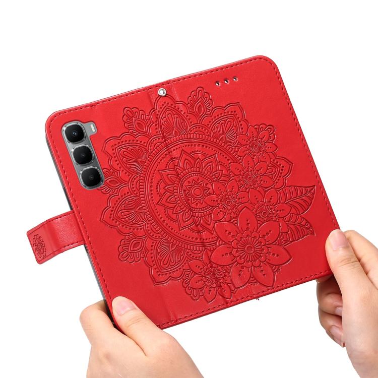 For Infinix Hot 60 4G / Hot 60i 4G Seven-petal Flowers Embossing Leather Phone Case