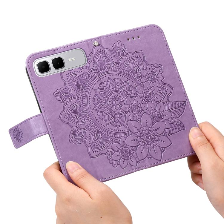 For Infinix Smart 10 Plus 4G Seven-petal Flowers Embossing Leather Phone Case