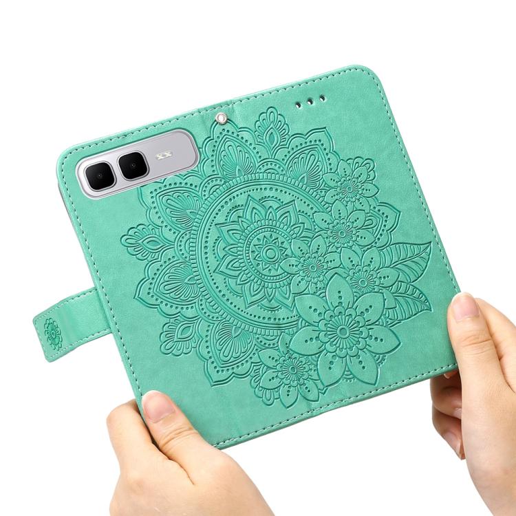 For Infinix Smart 10 Plus 4G Seven-petal Flowers Embossing Leather Phone Case