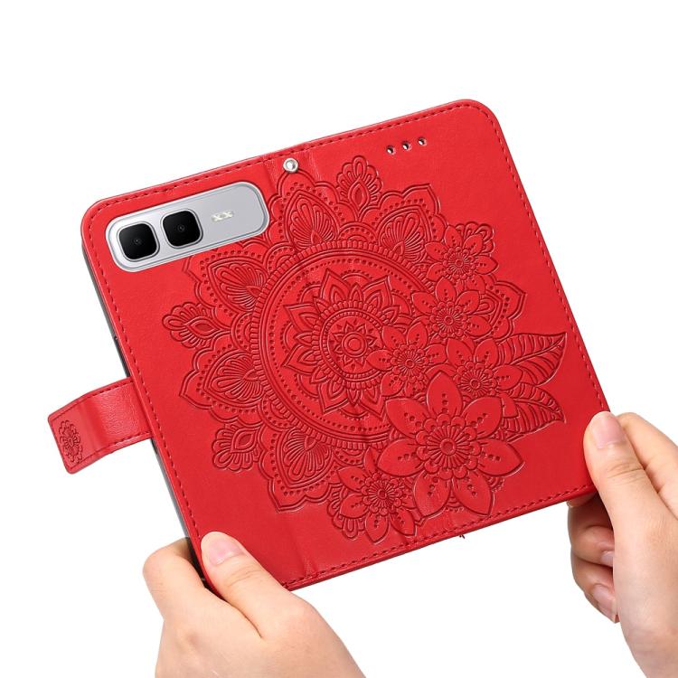 For Infinix Smart 10 Plus 4G Seven-petal Flowers Embossing Leather Phone Case