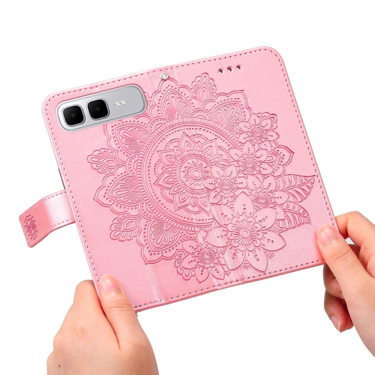 For Infinix Smart 10 Plus 4G Seven-petal Flowers Embossing Leather Phone Case