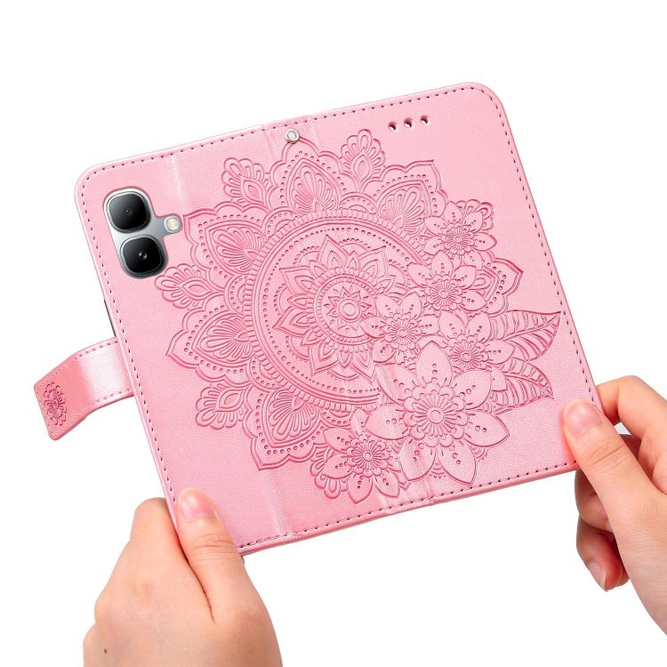 For Infinix Smart 20 4G Seven-petal Flowers Embossing Leather Phone Case