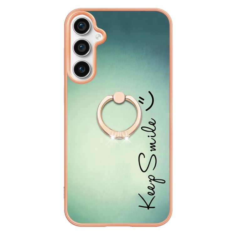 For Samsung Galaxy S24 FE 5G Electroplating Dual-side IMD Phone Case with Ring Holder