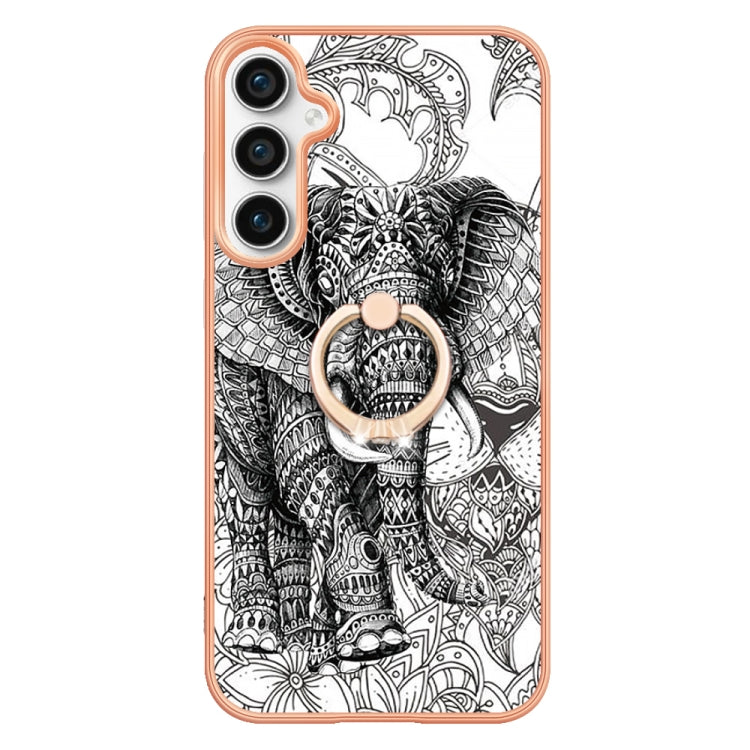 For Samsung Galaxy S24 FE 5G Electroplating Dual-side IMD Phone Case with Ring Holder