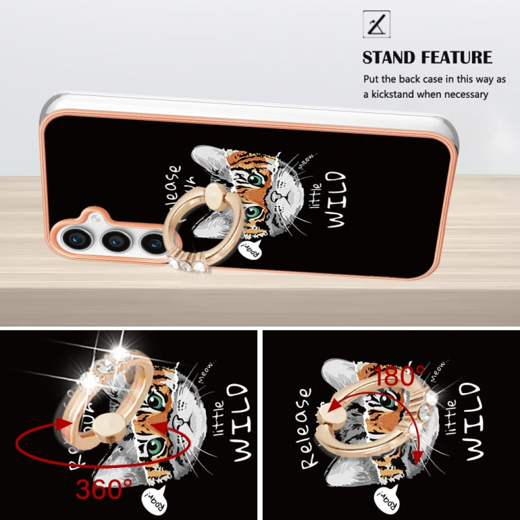 For Samsung Galaxy S24 FE 5G Electroplating Dual-side IMD Phone Case with Ring Holder