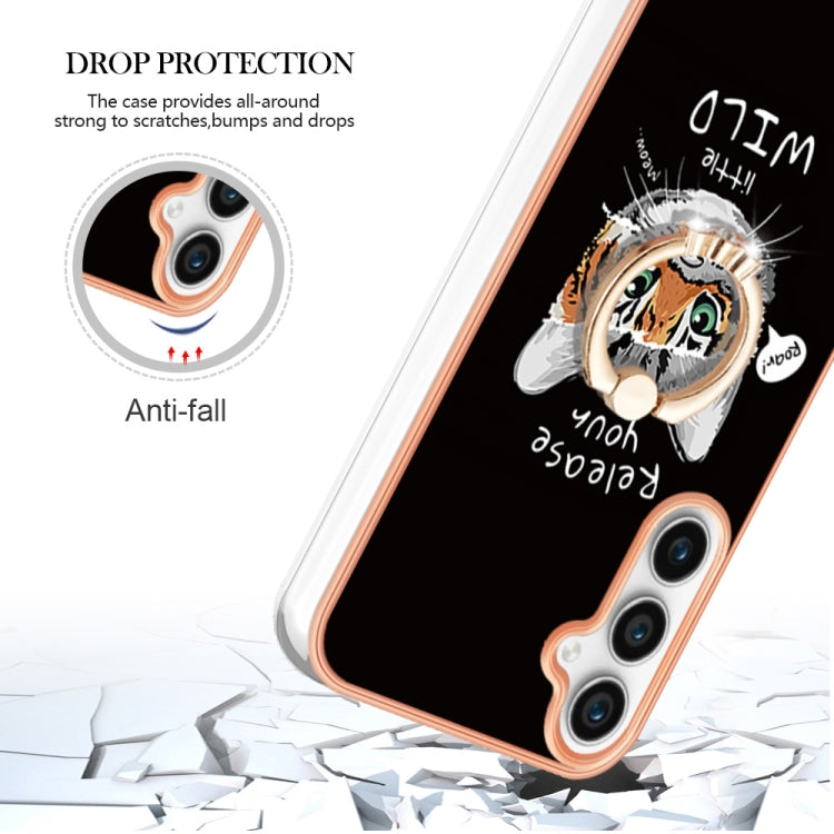 For Samsung Galaxy S24 FE 5G Electroplating Dual-side IMD Phone Case with Ring Holder