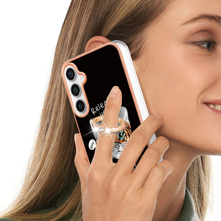 For Samsung Galaxy S24 FE 5G Electroplating Dual-side IMD Phone Case with Ring Holder