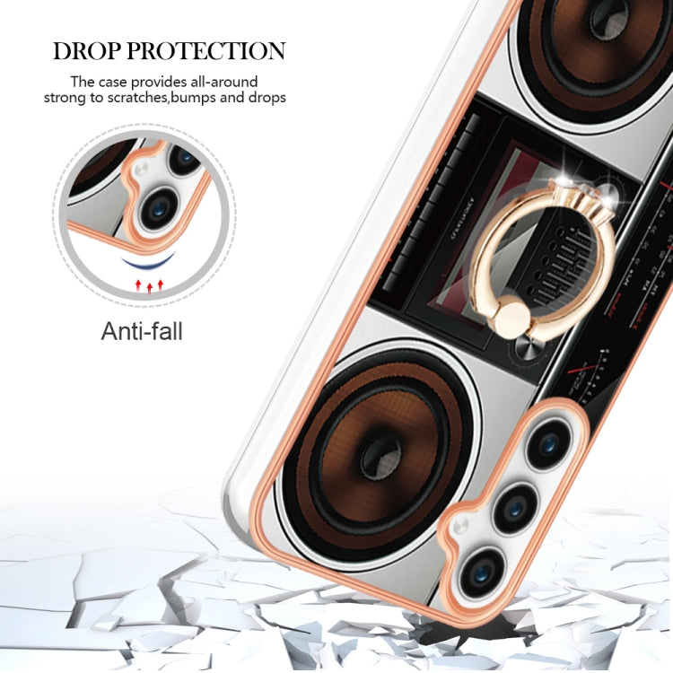 For Samsung Galaxy S24 FE 5G Electroplating Dual-side IMD Phone Case with Ring Holder