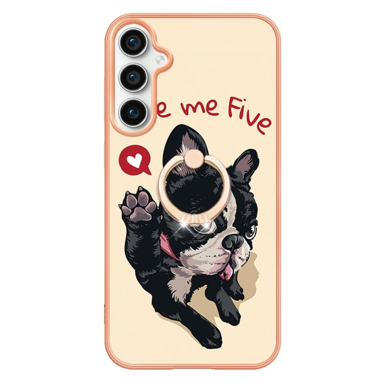 For Samsung Galaxy S24 FE 5G Electroplating Dual-side IMD Phone Case with Ring Holder