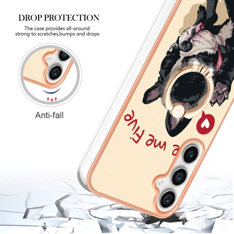 For Samsung Galaxy S24 FE 5G Electroplating Dual-side IMD Phone Case with Ring Holder
