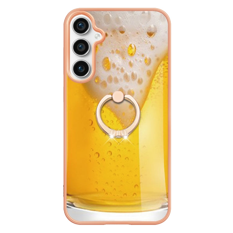 For Samsung Galaxy S24 FE 5G Electroplating Dual-side IMD Phone Case with Ring Holder