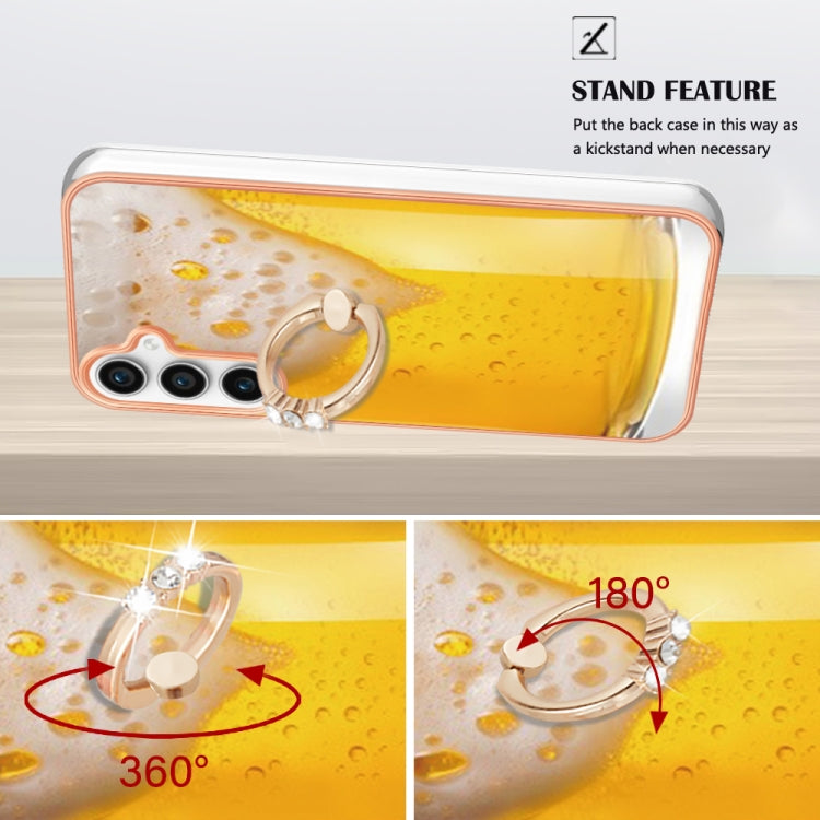 For Samsung Galaxy S24 FE 5G Electroplating Dual-side IMD Phone Case with Ring Holder