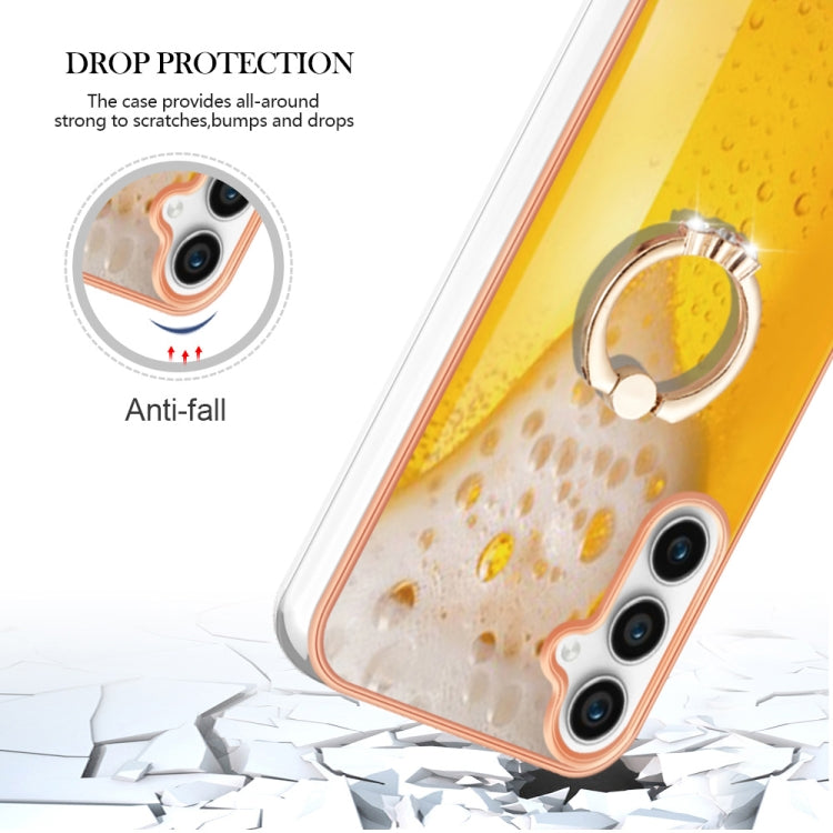 For Samsung Galaxy S24 FE 5G Electroplating Dual-side IMD Phone Case with Ring Holder