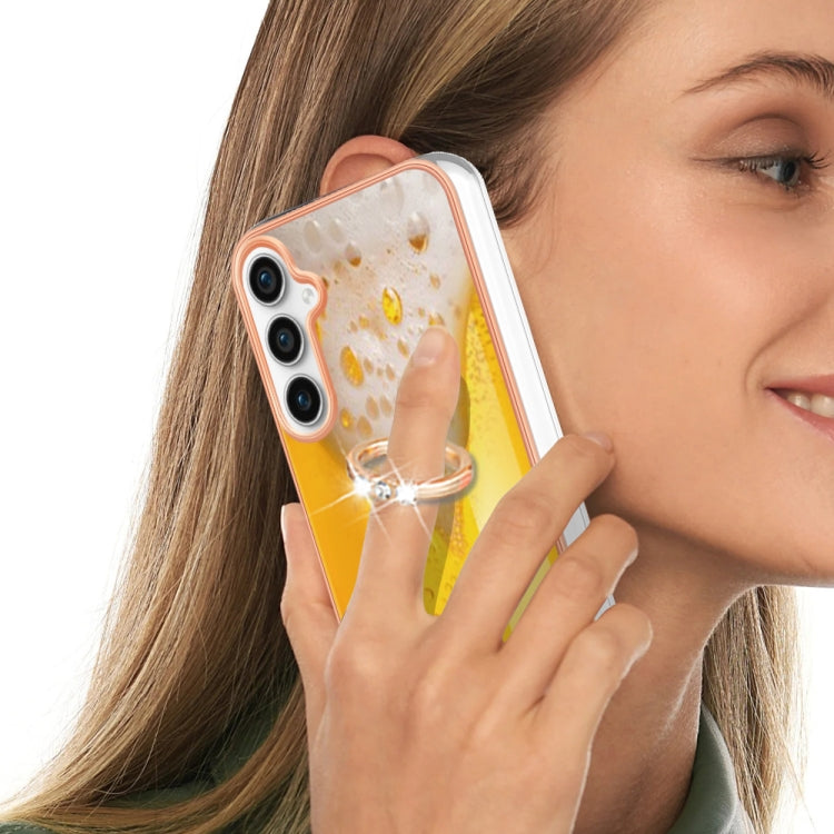 For Samsung Galaxy S24 FE 5G Electroplating Dual-side IMD Phone Case with Ring Holder