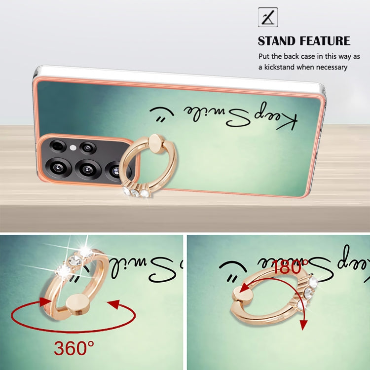 For Samsung Galaxy S25 Ultra 5G Electroplating Dual-side IMD Phone Case with Ring Holder