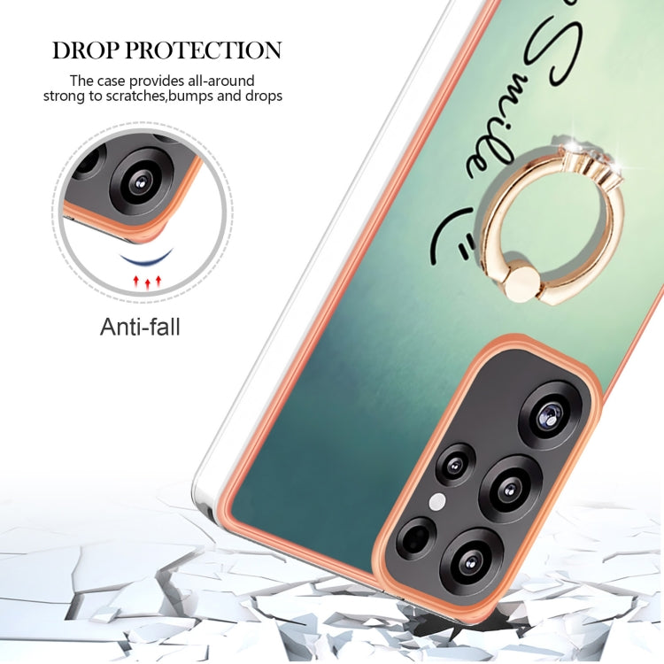For Samsung Galaxy S25 Ultra 5G Electroplating Dual-side IMD Phone Case with Ring Holder