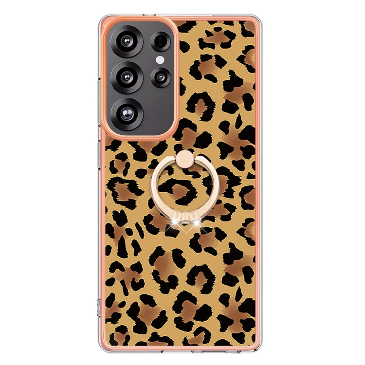 For Samsung Galaxy S25 Ultra 5G Electroplating Dual-side IMD Phone Case with Ring Holder