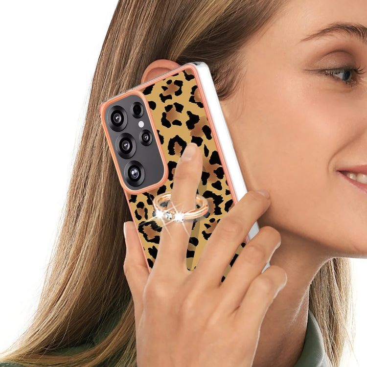 For Samsung Galaxy S25 Ultra 5G Electroplating Dual-side IMD Phone Case with Ring Holder