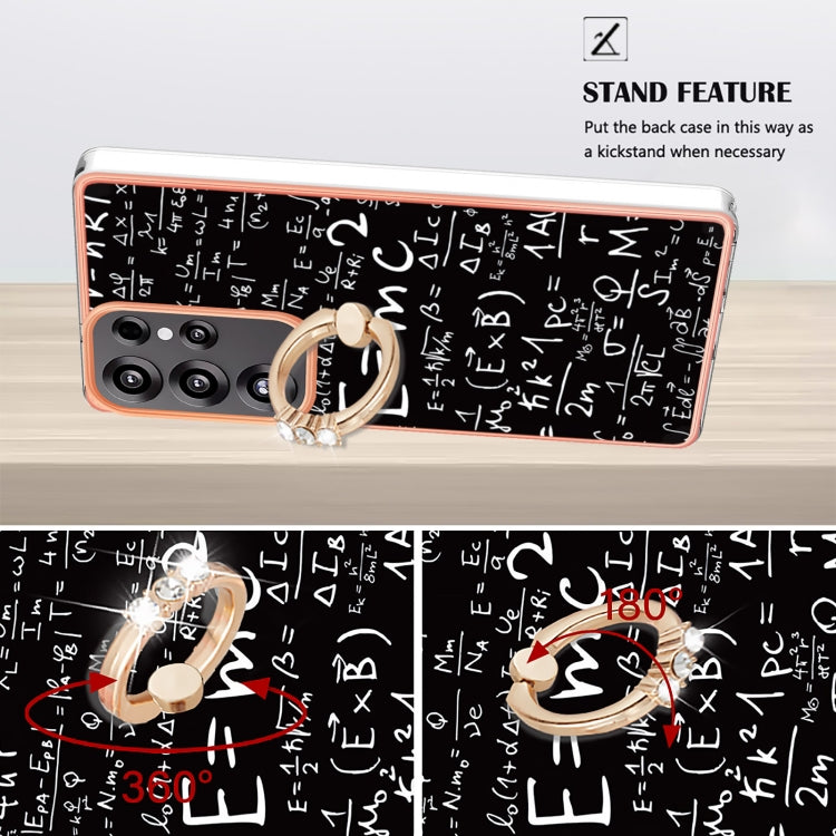 For Samsung Galaxy S25 Ultra 5G Electroplating Dual-side IMD Phone Case with Ring Holder