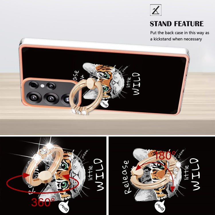 For Samsung Galaxy S25 Ultra 5G Electroplating Dual-side IMD Phone Case with Ring Holder