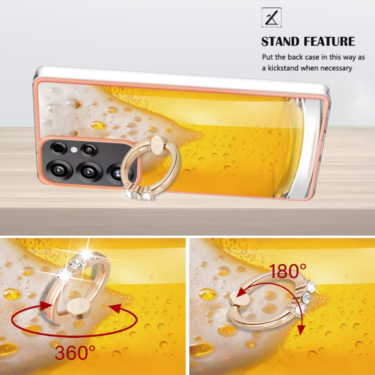 For Samsung Galaxy S25 Ultra 5G Electroplating Dual-side IMD Phone Case with Ring Holder