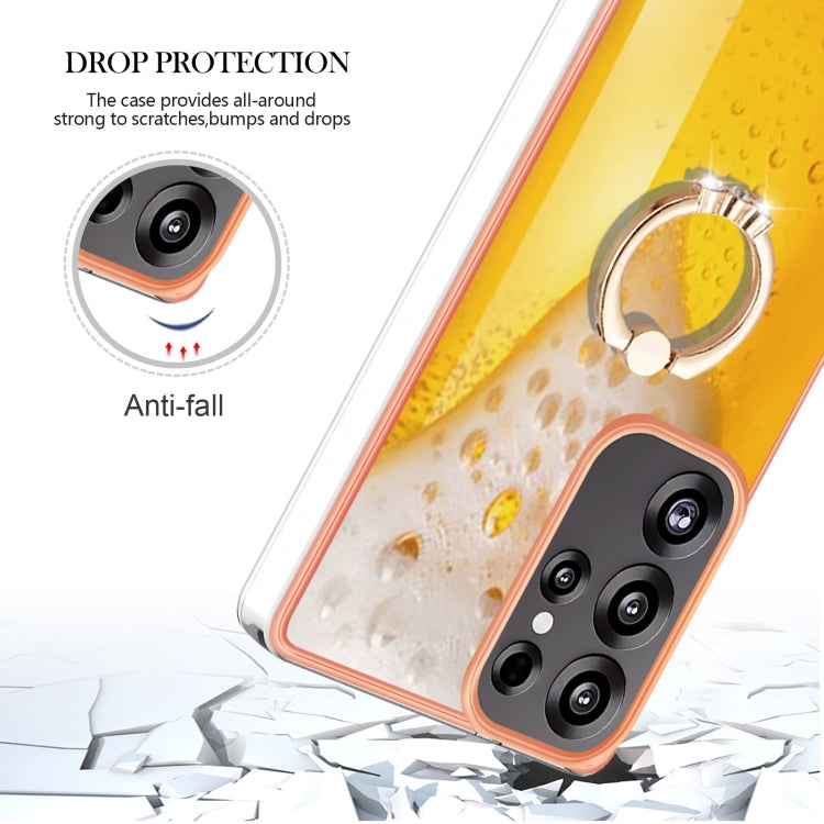 For Samsung Galaxy S25 Ultra 5G Electroplating Dual-side IMD Phone Case with Ring Holder