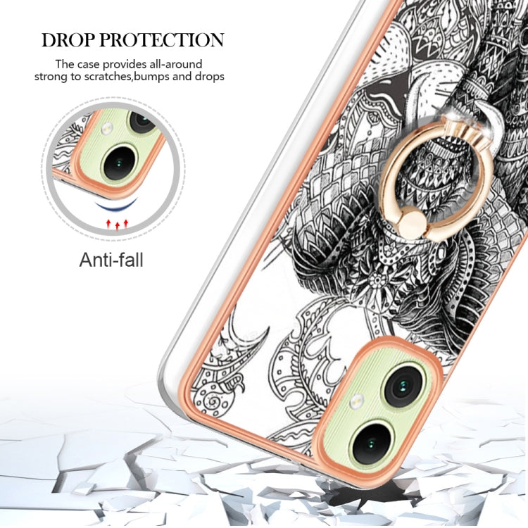 For Samsung Galaxy A06 4G Electroplating Dual-side IMD Phone Case with Ring Holder