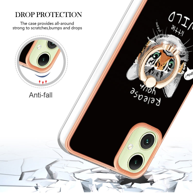 For Samsung Galaxy A06 4G Electroplating Dual-side IMD Phone Case with Ring Holder