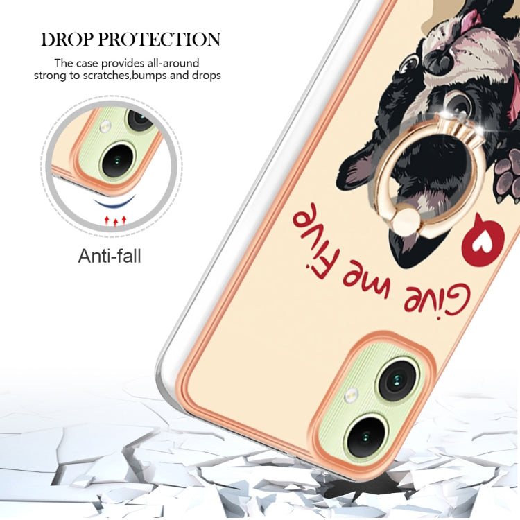 For Samsung Galaxy A06 4G Electroplating Dual-side IMD Phone Case with Ring Holder