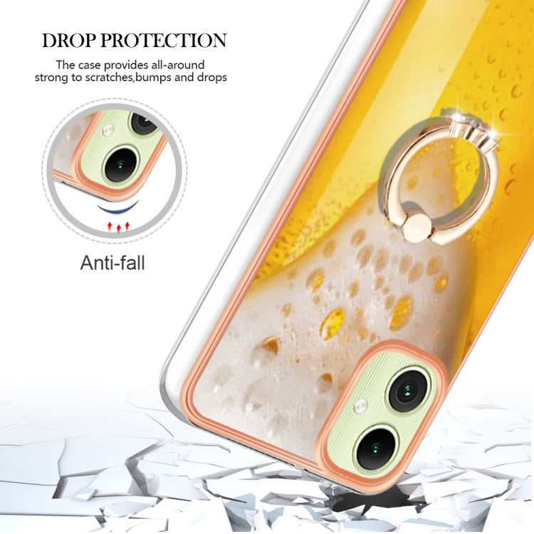 For Samsung Galaxy A06 4G Electroplating Dual-side IMD Phone Case with Ring Holder